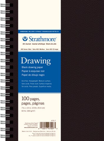 FIELD DRAWING BLACK PAPER SPIRAL BOOK 98LB 50 SHEETS 7X10