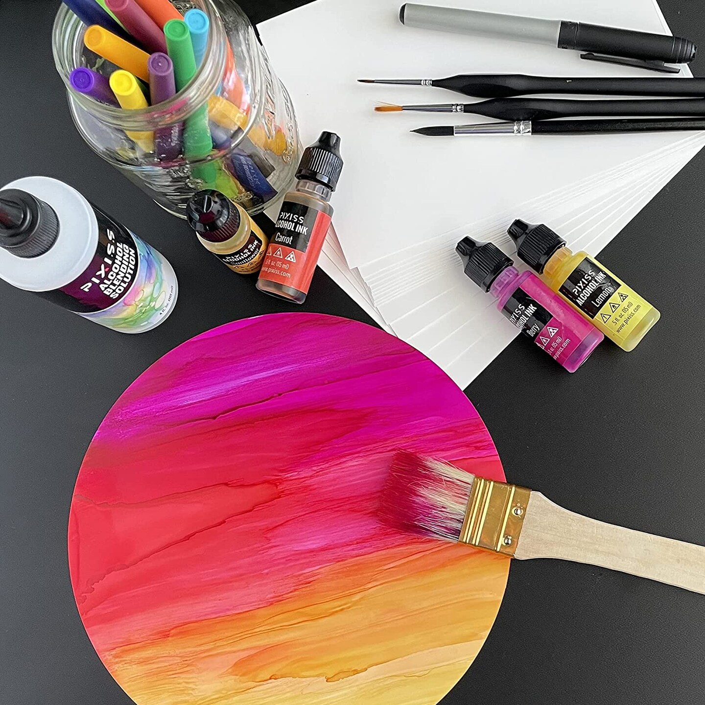 Pixiss Alcohol Ink Paper 25 Sheets Heavy Circle Paper 8" 203mm, 300gsm Cardstock