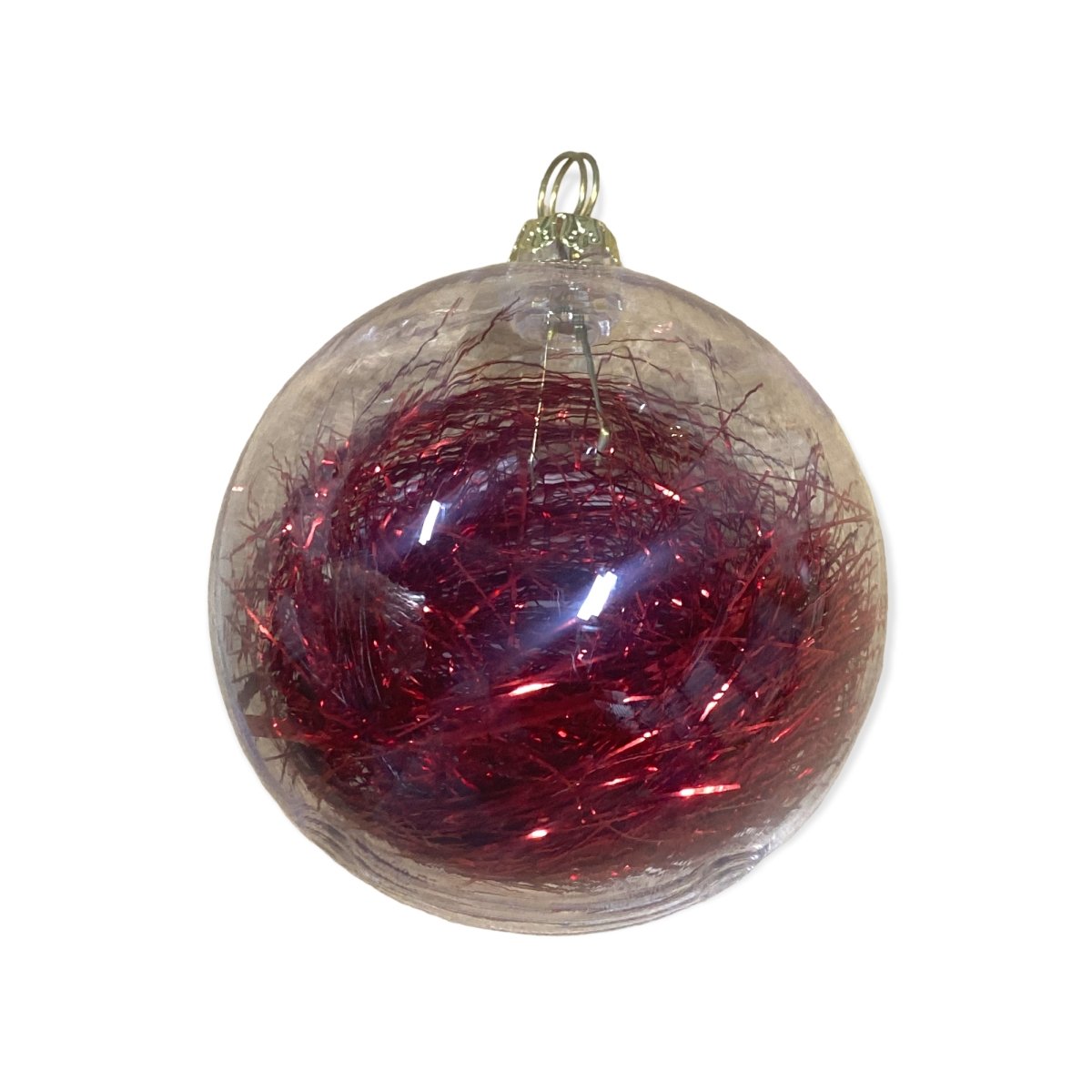 Sublimation Ornament Christmas Ball CLEAR WITH METALLIC STRIPS