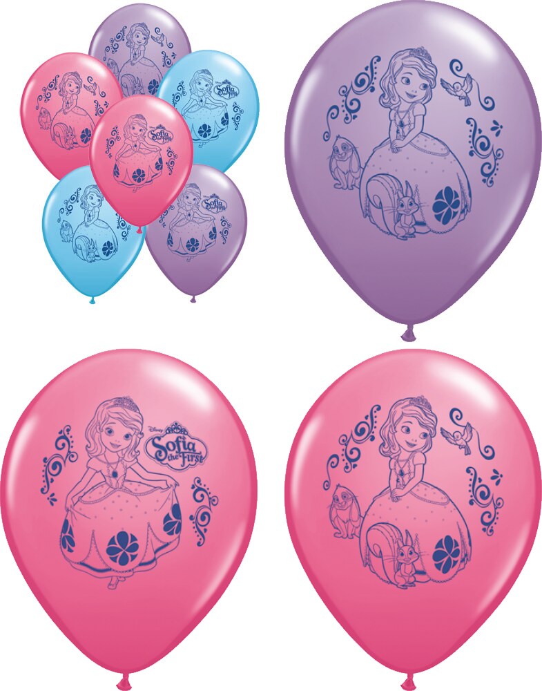 Set of 6 Sofia The First 12&#x22; Assorted Color Balloons
