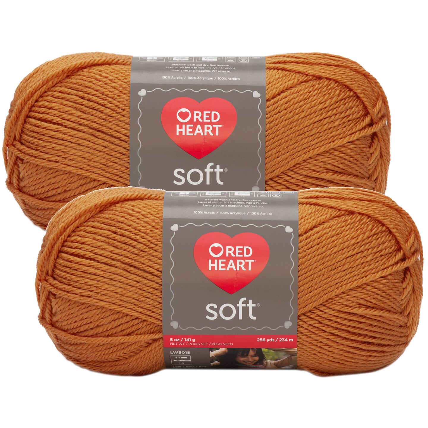 (Pack of 2) Red Heart Soft Yarn-Tangerine