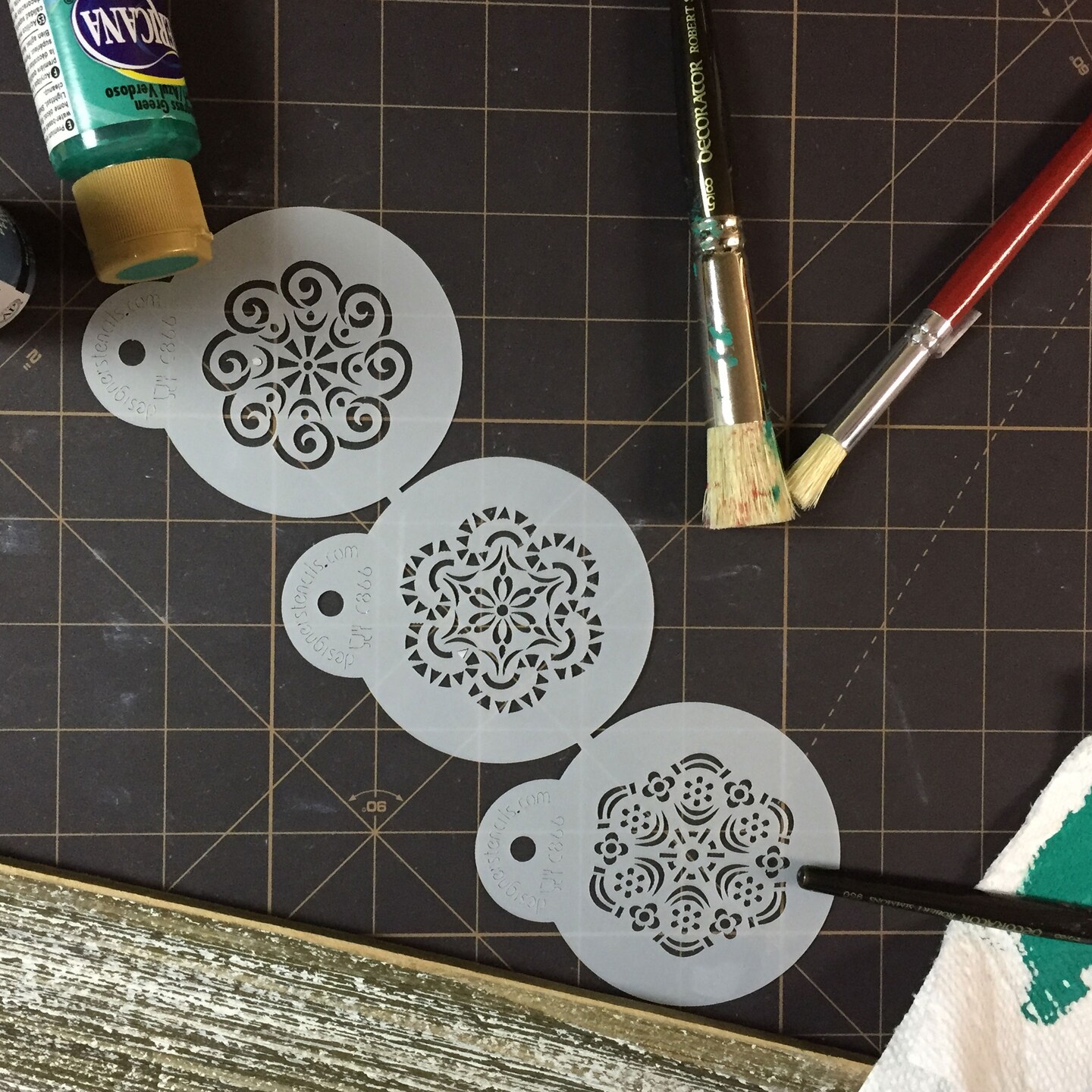 Mini Crochet Cookie Stencil Set | C866 by Designer Stencils | Cookie Decorating Tools | Baking Stencils for Royal Icing, Airbrush, Dusting Powder | Reusable Plastic Food Grade Stencil for Cookies | Easy to Use &#x26; Clean Cookie Stencil
