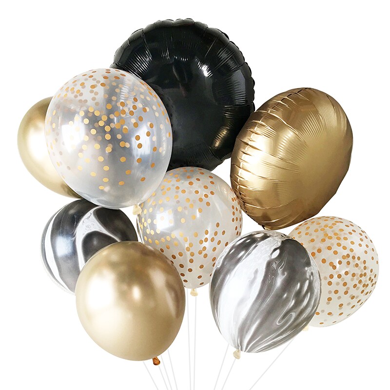 Balloon Bouquet - Black, White &#x26; Gold