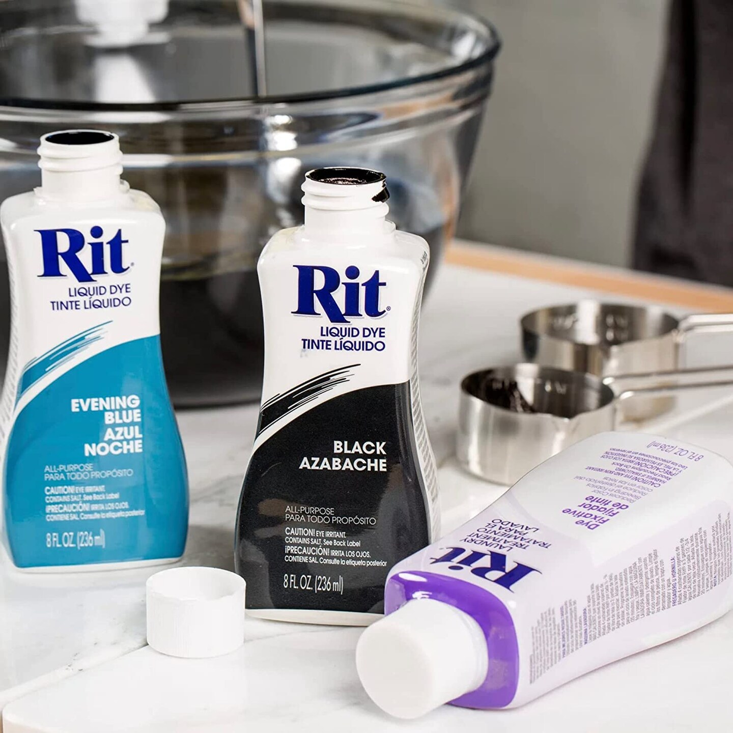 Rit Dye Liquid Black All-Purpose Dye 8oz, Pixiss Tie Dye Accessories Bundle