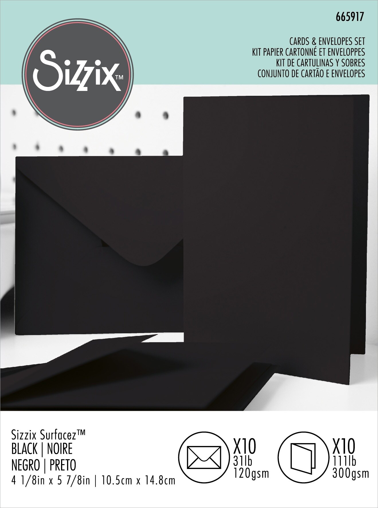Sizzix Surfacez Card &#x26; Envelope Pack A6 10/Pkg-Black