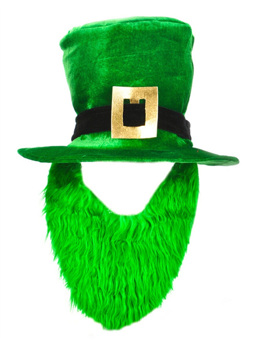 St. Patricks Day Costume Green Leprechaun Top Hat And Beard Michaels