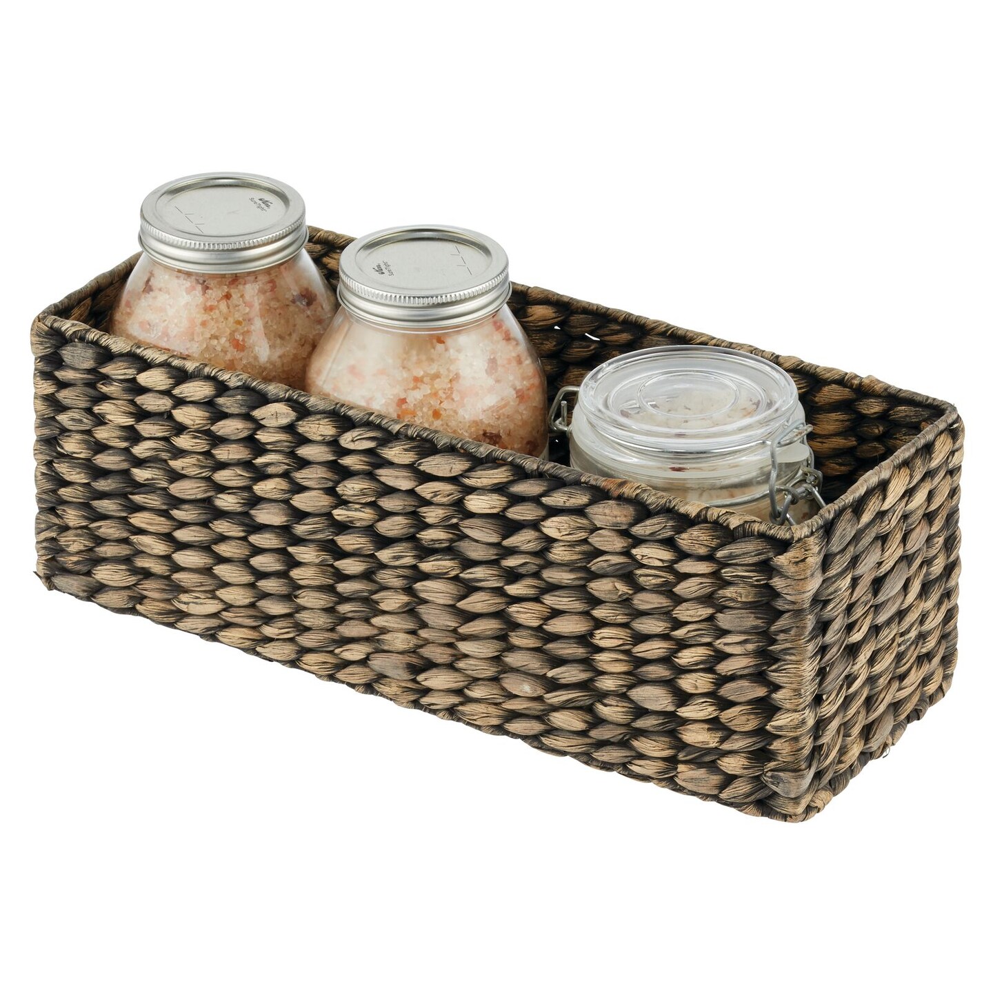 mDesign Natural Woven Water Hyacinth Bathroom Storage Organizer Basket