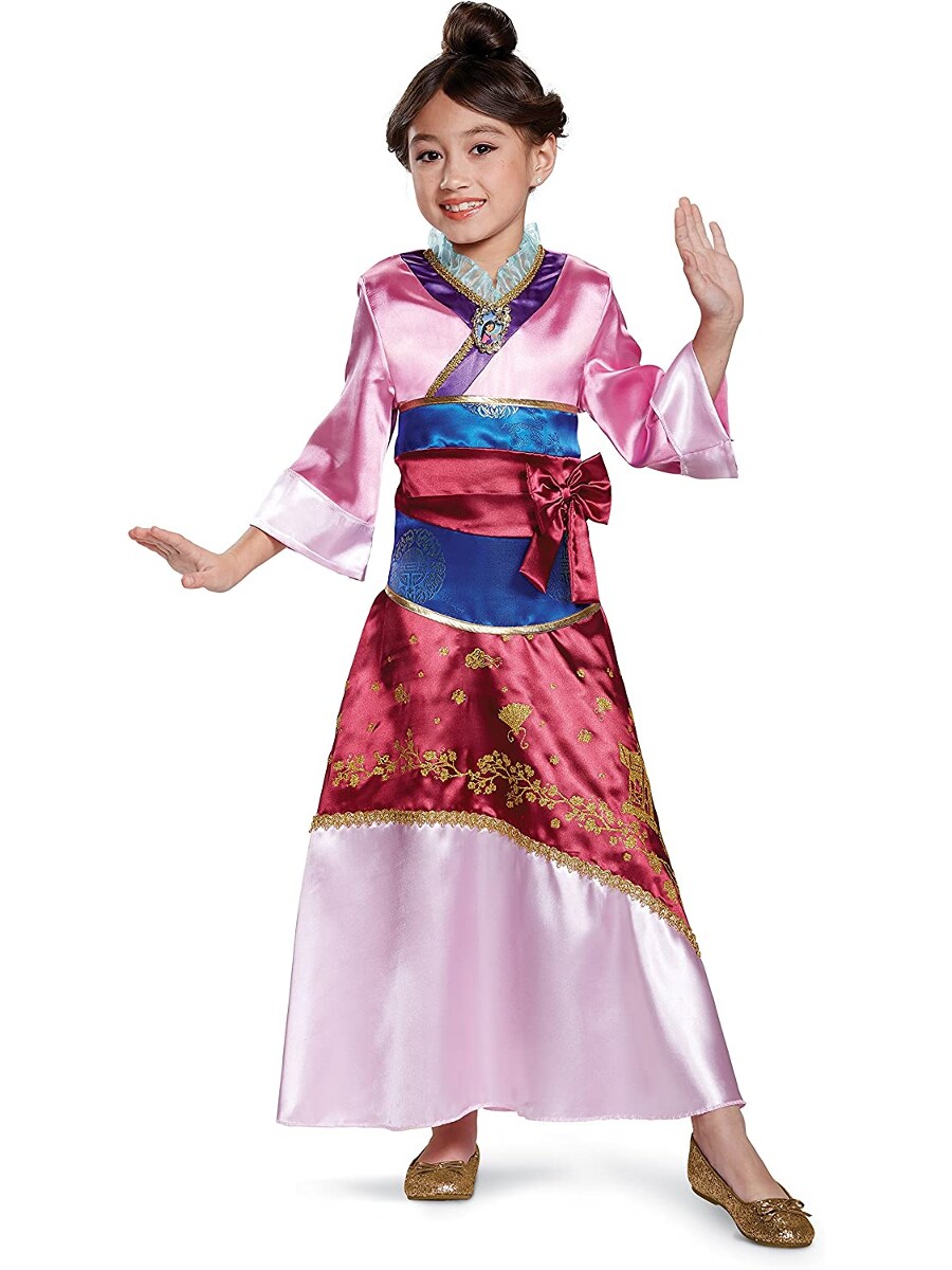 open lace back dress Disguise DG79493B Disney Mulan Hero Red Dress Deluxe Women Costume Medium