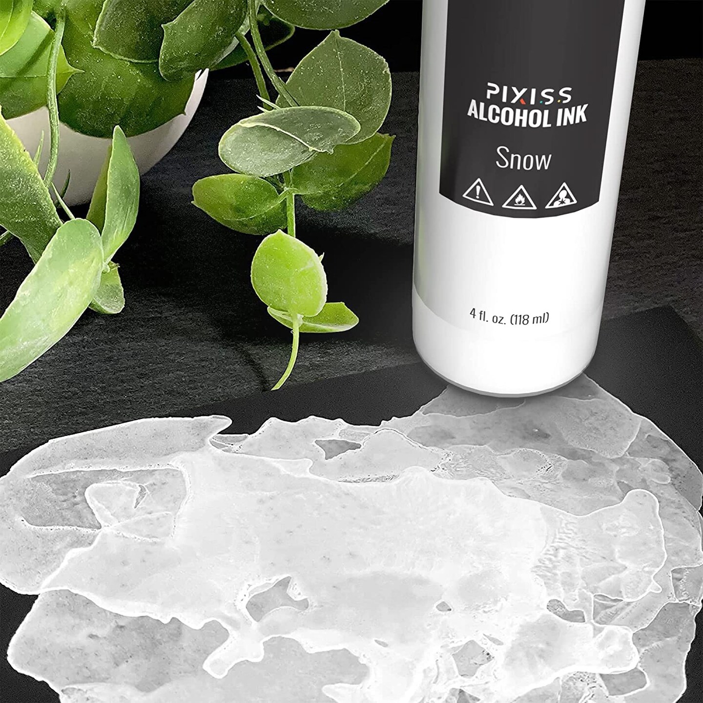 Pixiss Metallic Alcohol Ink Bundle, 5 Alcohol-Based Inks, 4oz White Alcohol Ink, Blower