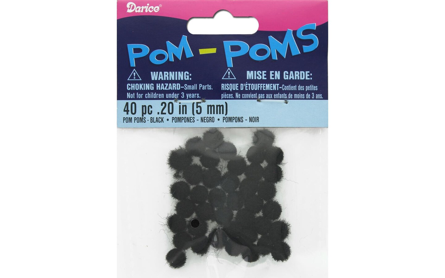 Darice Pom Pom 5mm Black 40pc
