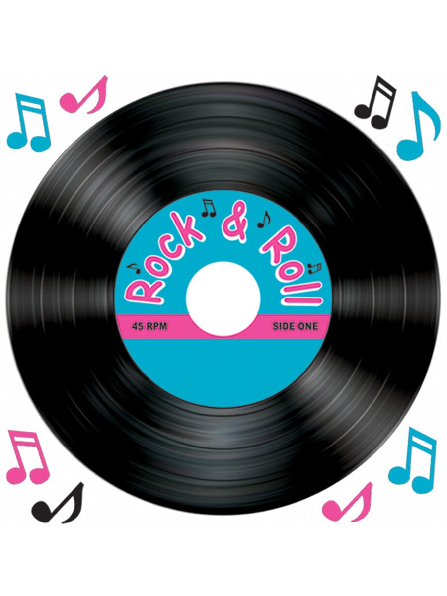 New Vinyl Record And Music Notes Peel &#x27;N Place Party Wall Clings Decorations