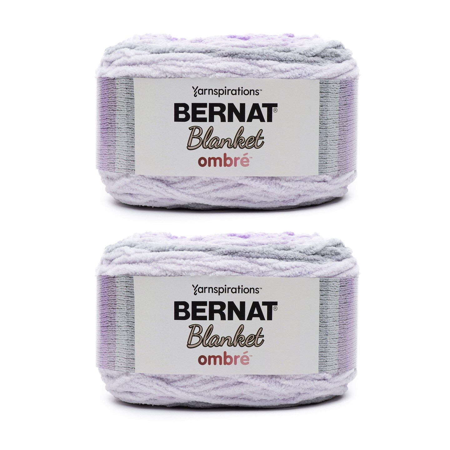 Bernat Blanket Ombre Cool Purple Ombre Yarn - 2 Pack of 300g/10.5oz - Polyester - 6 Super Bulky - 220 Yards - Knitting/Crochet