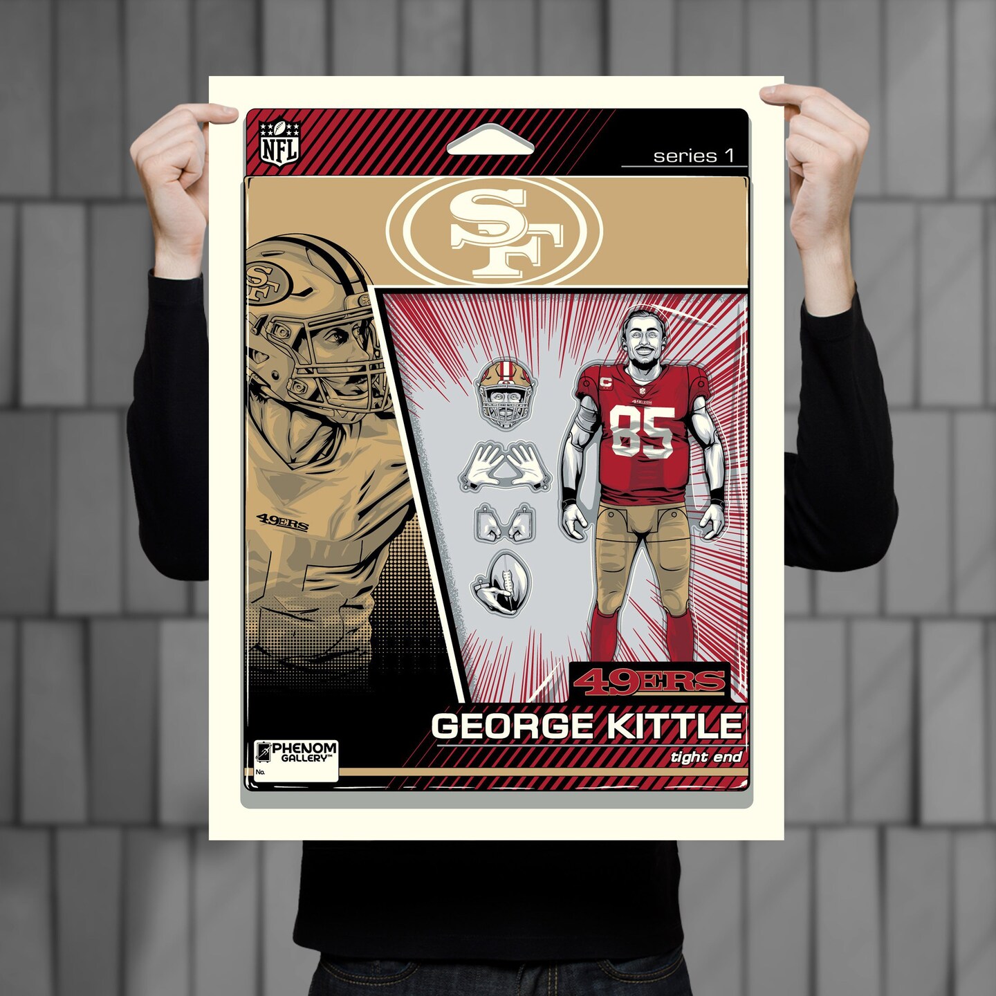 Phenom Gallery San Francisco 49ers George Kittle Action Figure 18&#x22; x 24&#x22; Serigraph