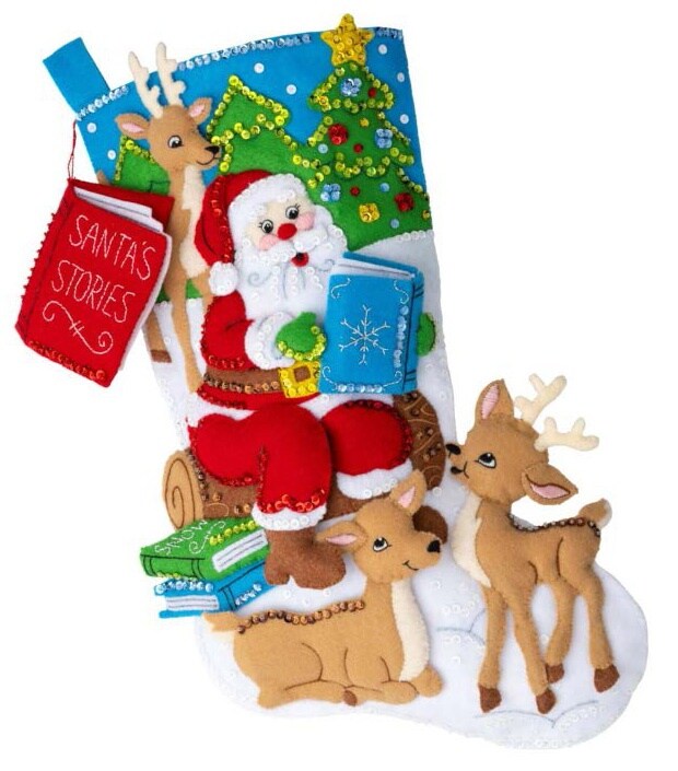 Bucilla Felt Stocking Applique Kit 18" Long-Storytime Santa