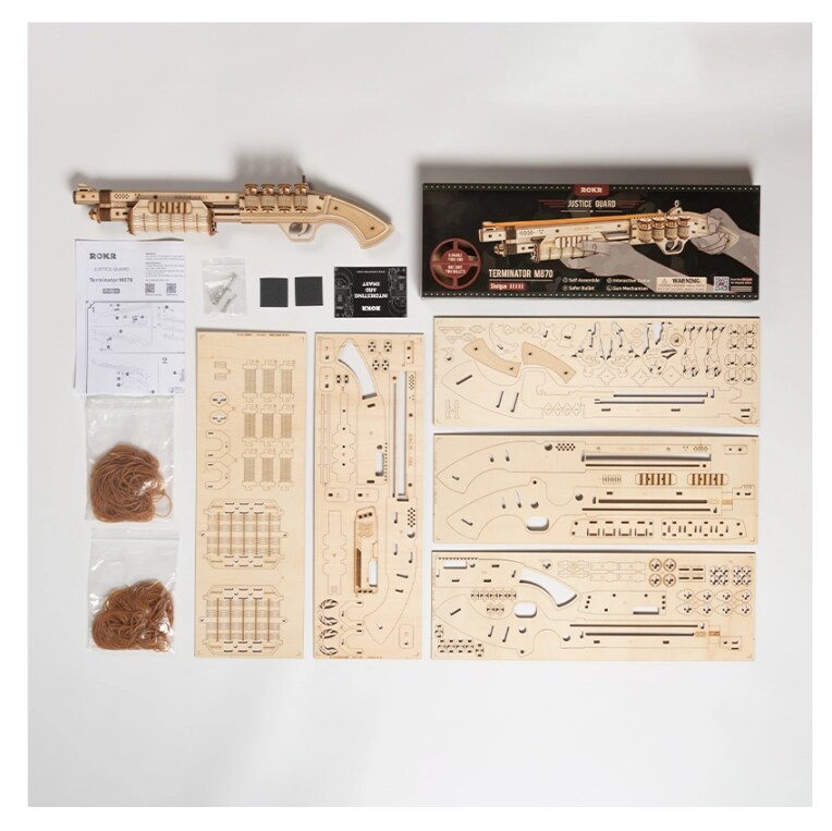 Robotime 3D Wooden Puzzle Games - LQ501 Shotgun Model - Building Kits Toys for Children