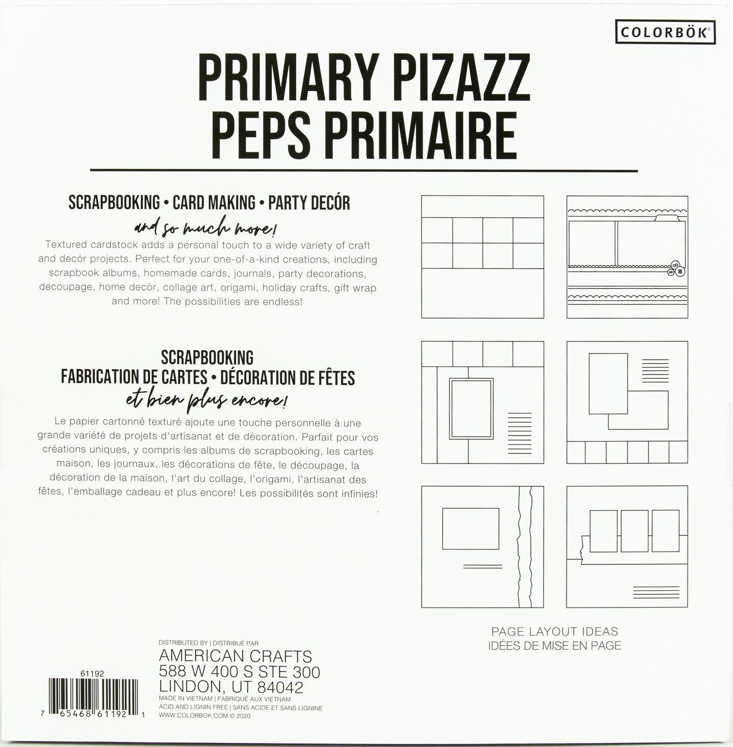 Colorbok Textured Cardstock Pad 12"X12" 30/PkgPrimary Pizazz Michaels