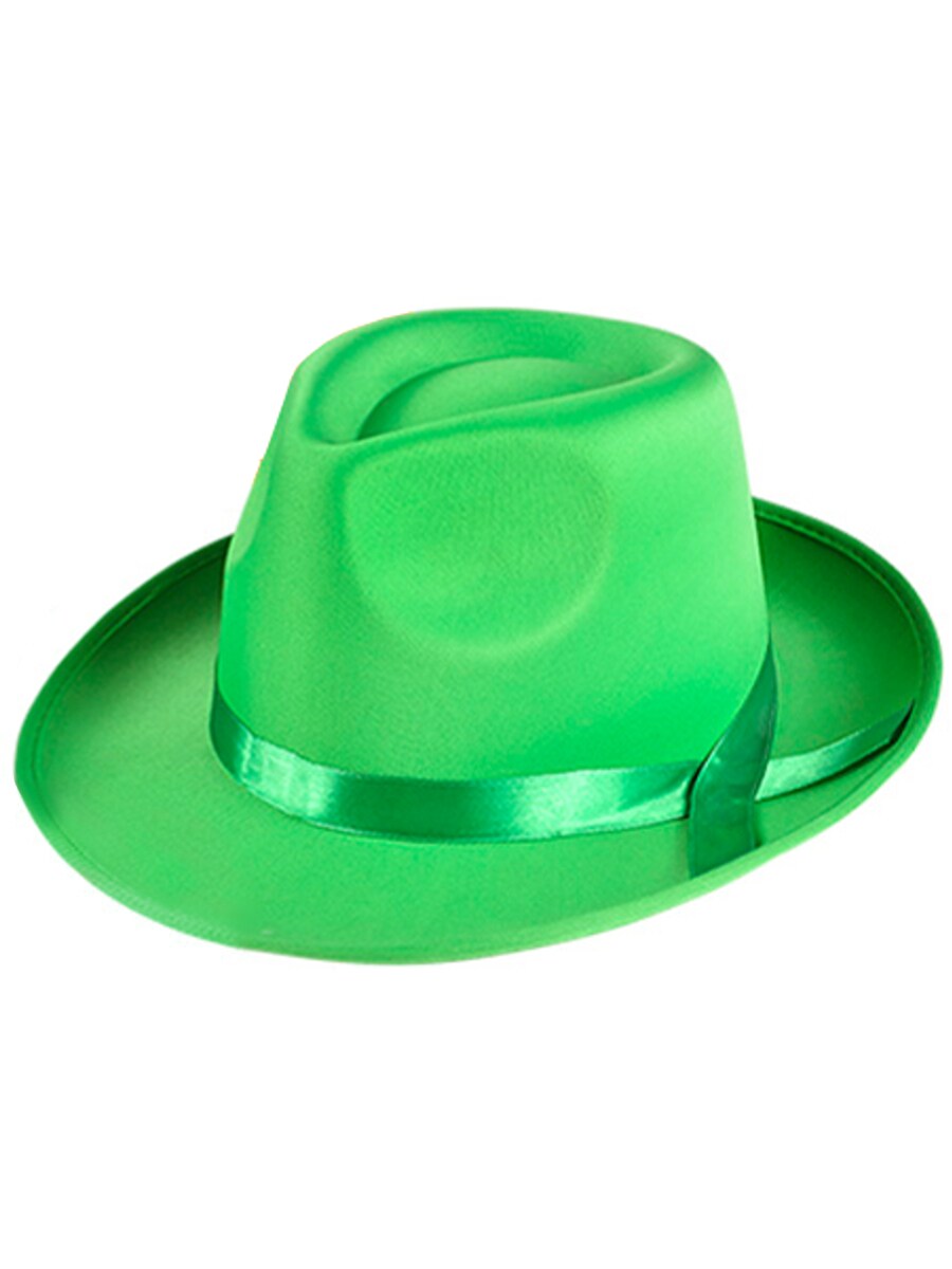 Adults 1920s Gangster Green Fabric Fedora Hat Costume Accessory