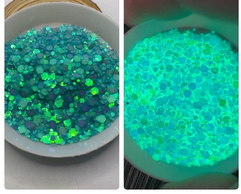 Luca UV reactive luminescent chunky glitter, .5oz (15g)