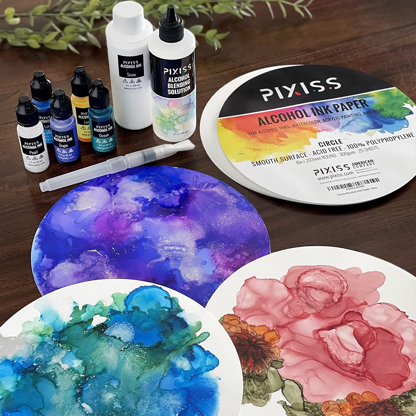 Pixiss Alcohol Ink Paper 25 Sheets Heavy Circle Paper 8" 203mm, 300gsm Cardstock