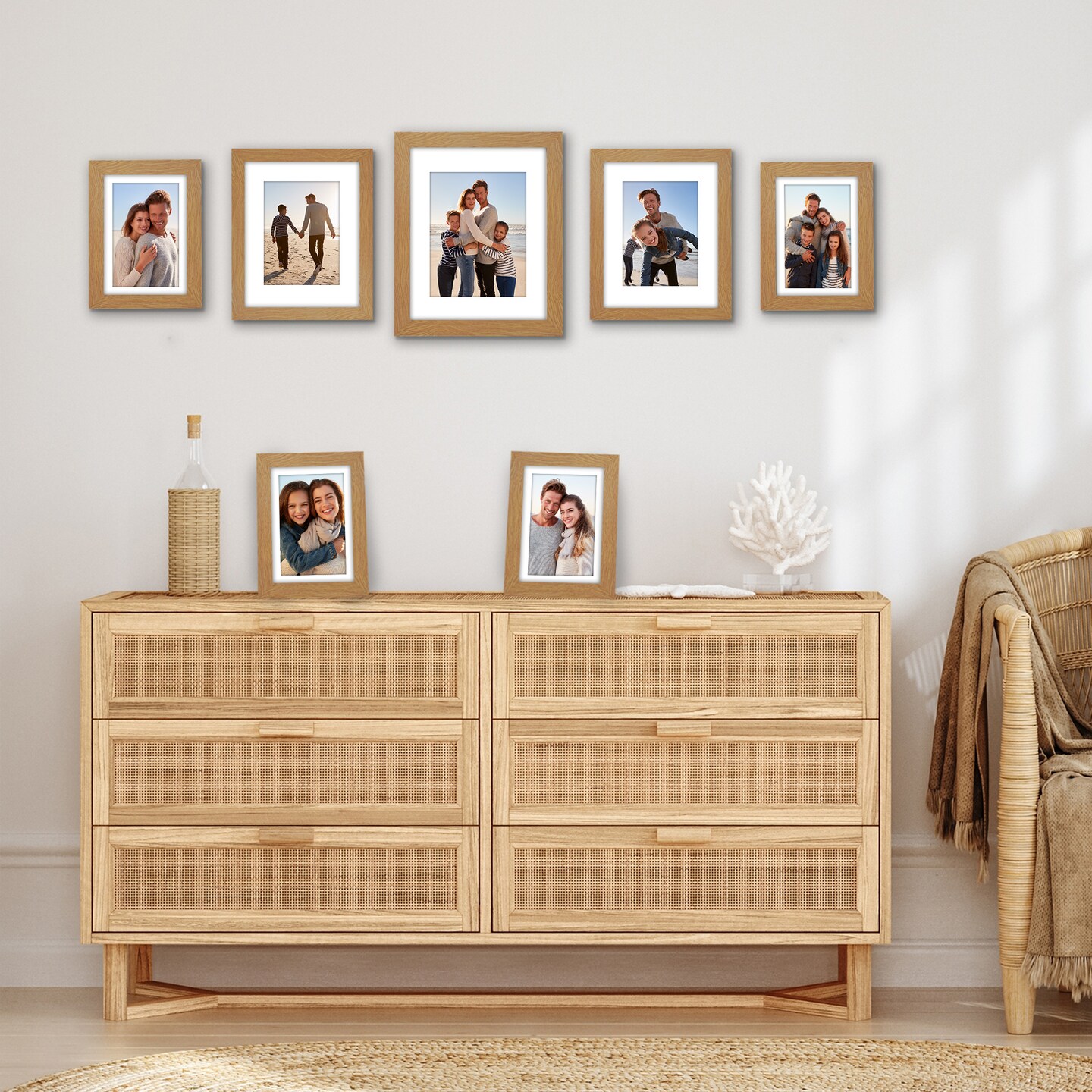 Americanflat 11x14 (1), 8x10 (2), 5x7 (4) Gallery Wall Frame Set - Set of 7 - Collage Wall Art Decor - Shatter Resistant Glass - Adjustable Hanging Hardware - Includes Easels