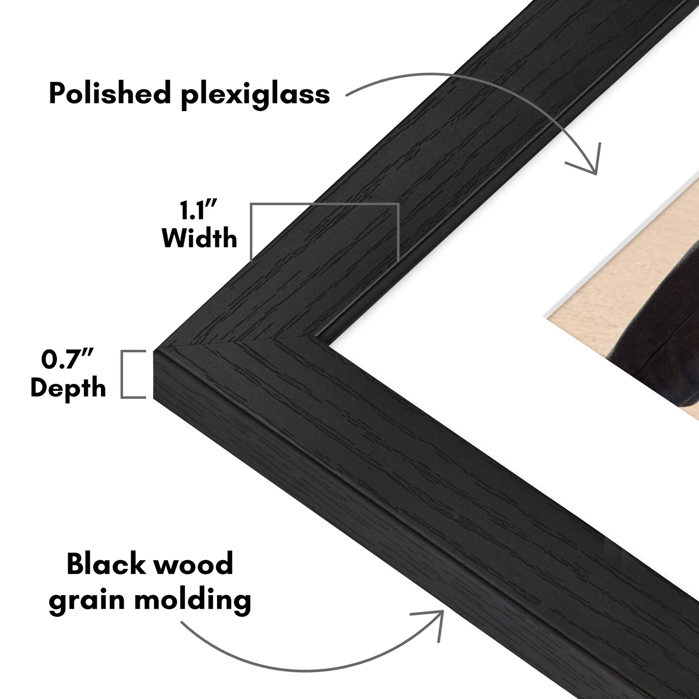 Americanflat Picture Frame with Wide Molding with Mat - Modern Wide Picture Frame - Plexiglass Cover - Hanging Hardware - Includes Easel