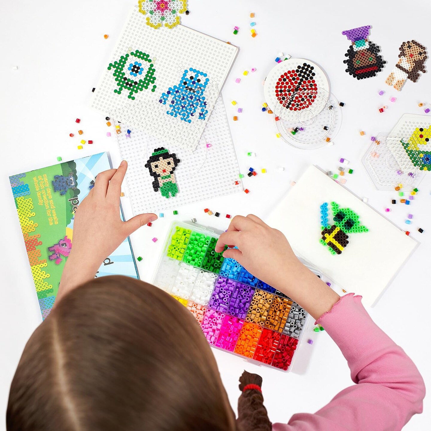 5200 5mm Fuse Beads kit for Kids 80 Patterns 3 Pegboards Tweezers Beads Kit Compatible Hama Beads Melty Beads Melting Beads Iron Beads Craft Beads Bulk Beados kit Storage