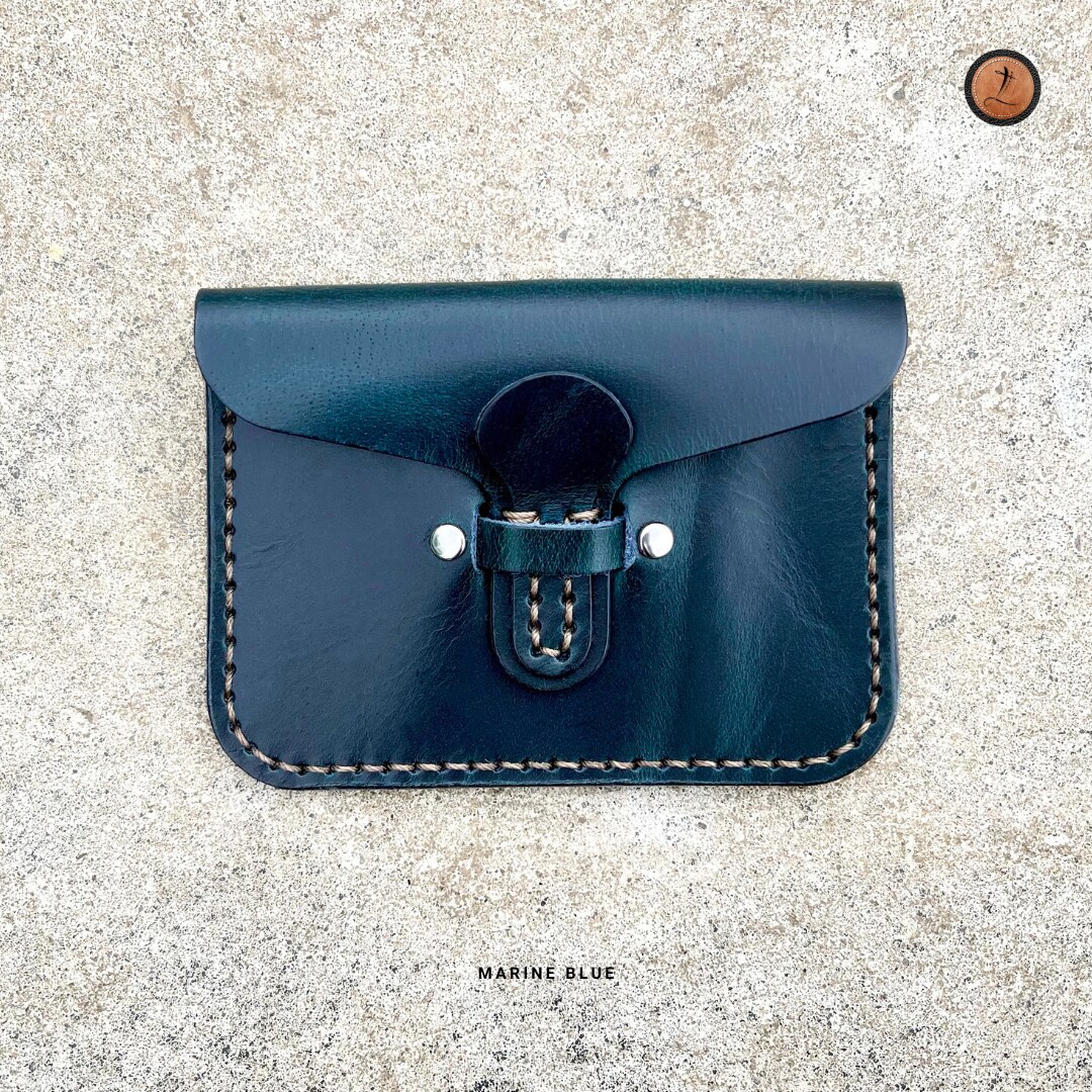 Handmade Leather Card Holder, Italian Waxed Leather Wallet, Custom
