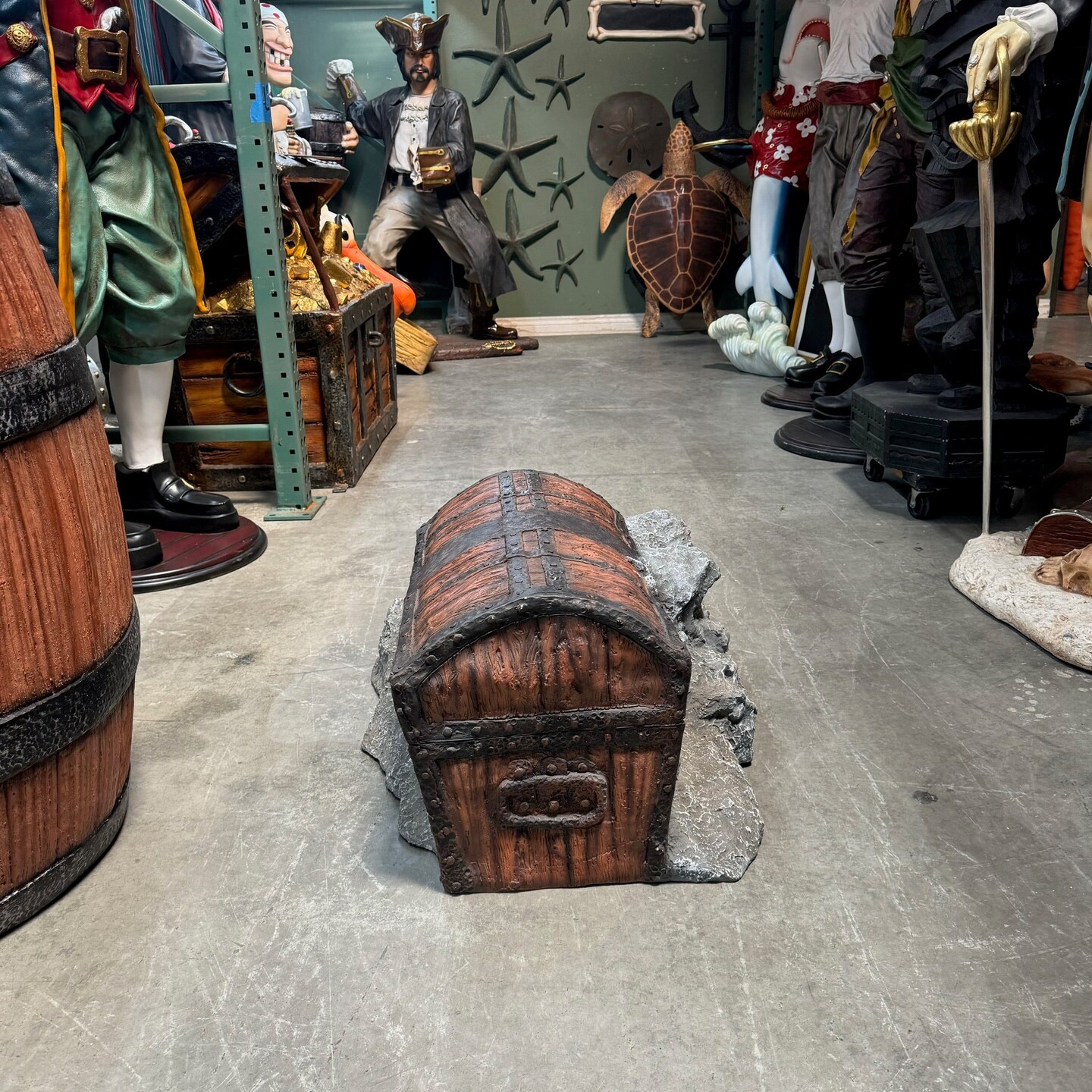 Old Treasure Chest Life Size Statue