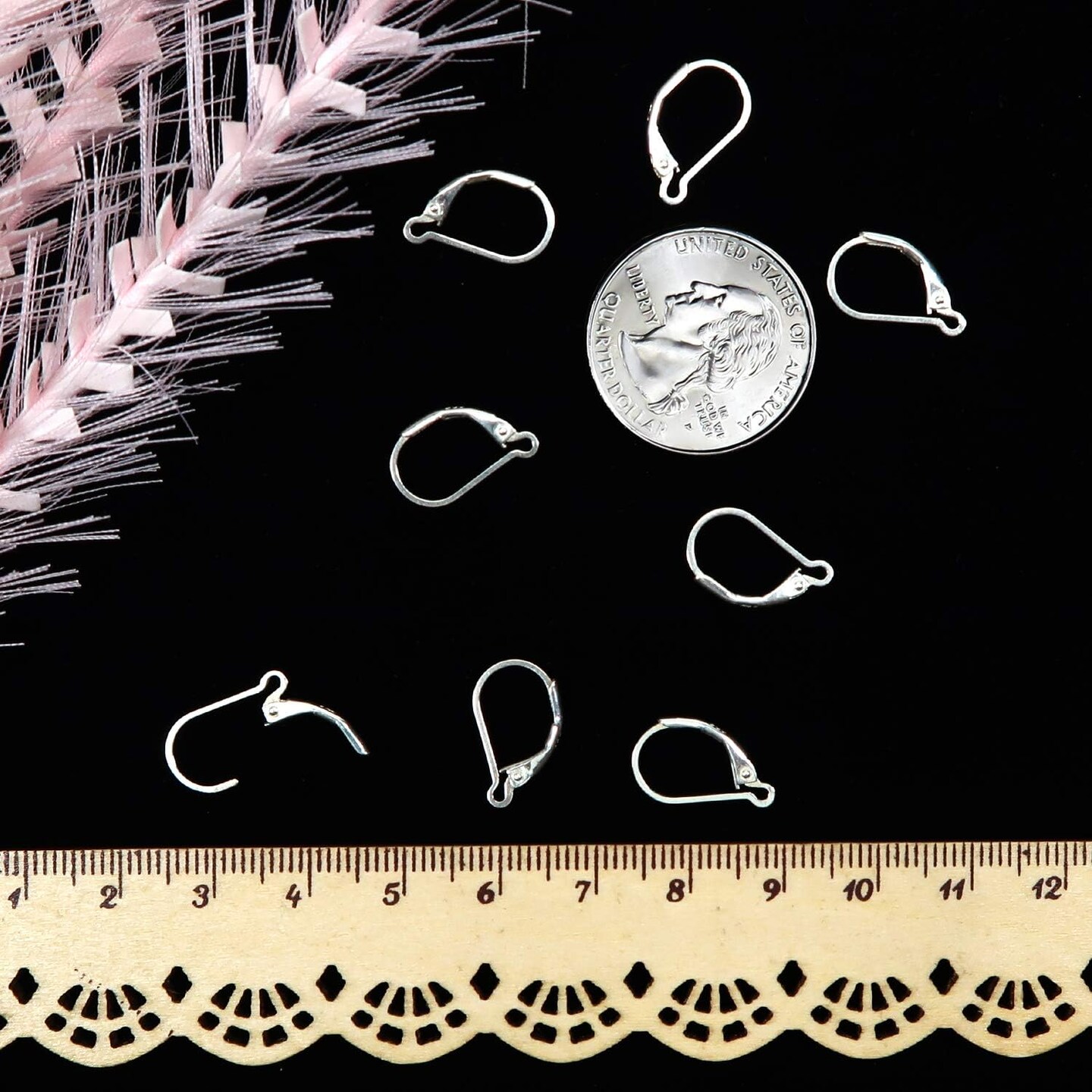 8pcs 925 Sterling Silver Leverback French Earring Hooks 10x16mm Hypo Allergenic Interchangeable Dangle Ear Wire Findings for Jewelry Making