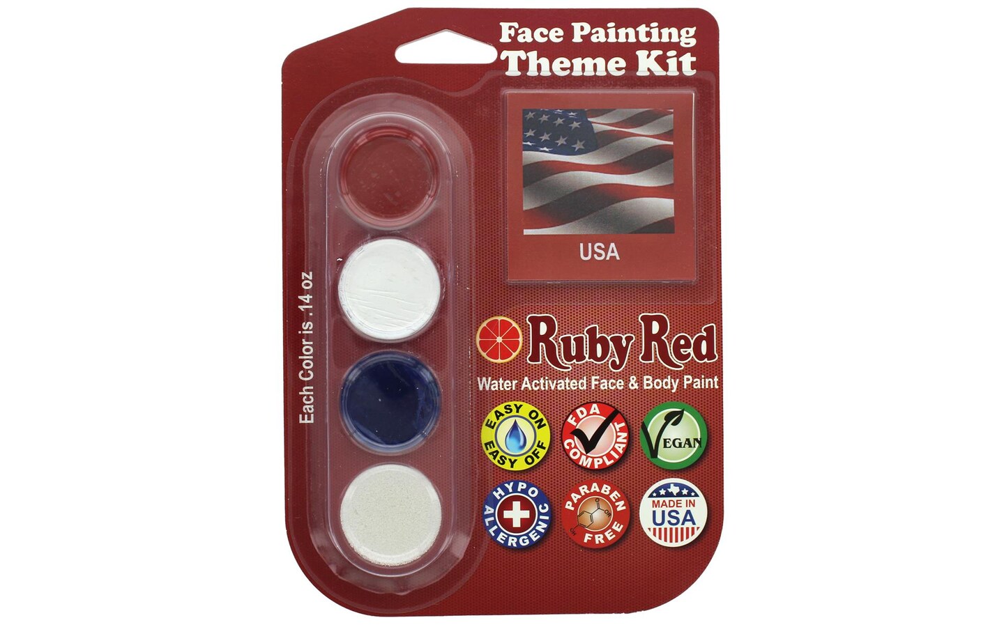 Ruby Red Face &#x26; Body Paint Theme Kit Usa