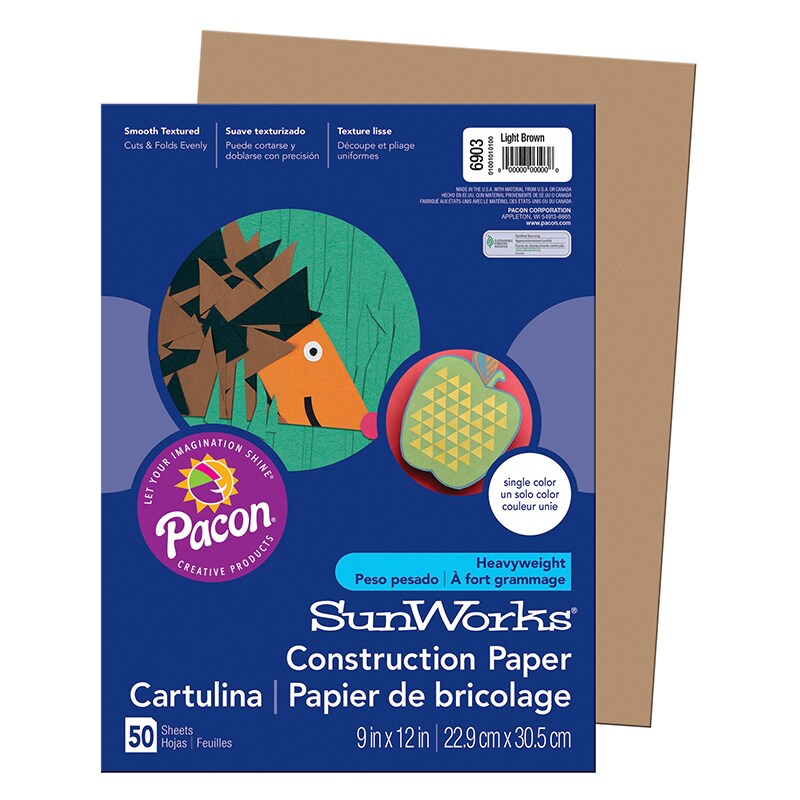Construction Paper, Light Brown, 9&#x22; x 12&#x22;, 50 Sheets