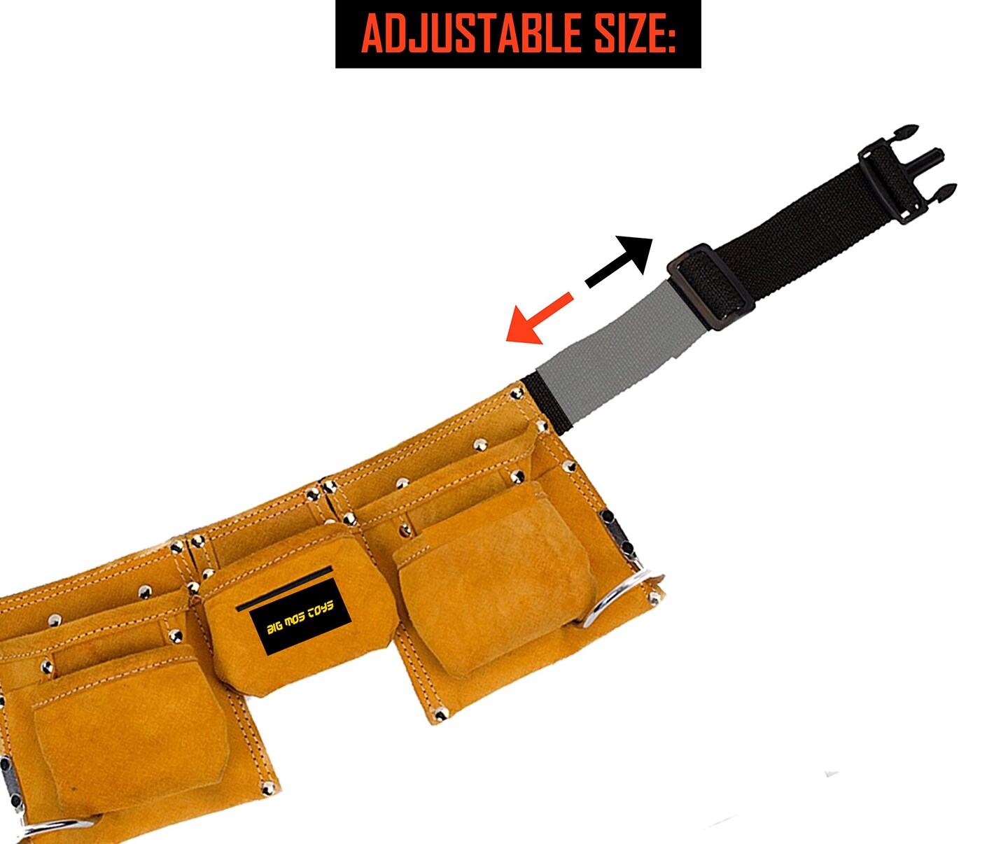 Big Mo's Toys Tool Belt - Kids Brown Faux Suede Pretend Play Belt for Tools with Adjustable Strap