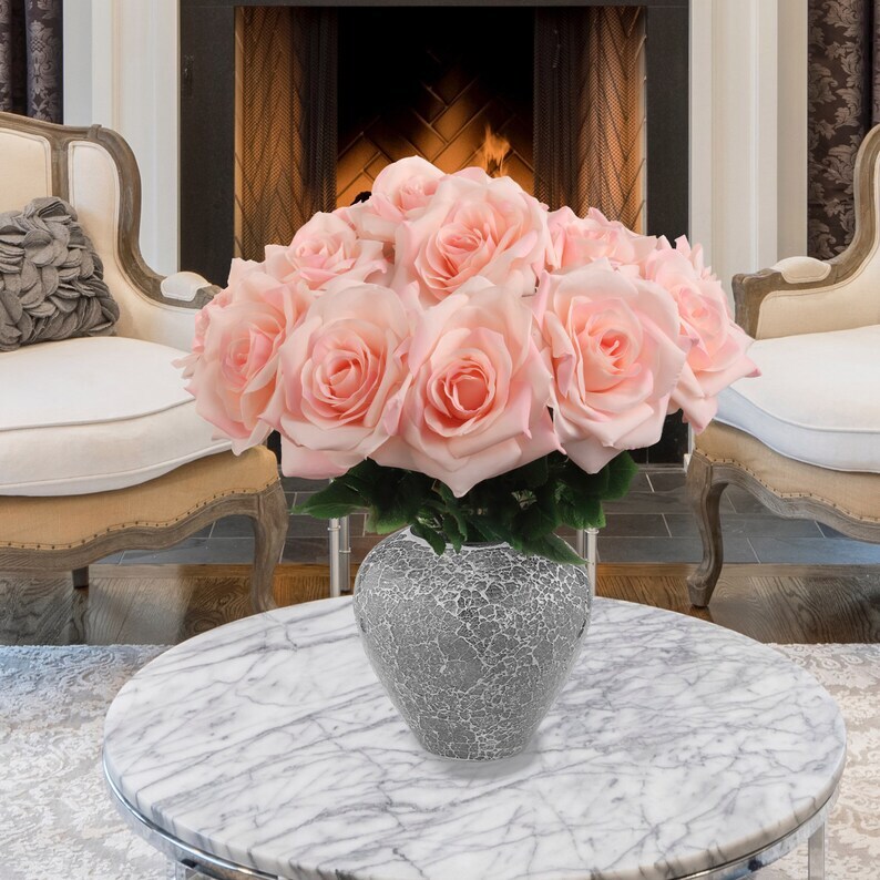 Delicate Light Pink Silk Rose Artificial Flowers - Stunning for Weddings, Home Decor and DIY Crafts