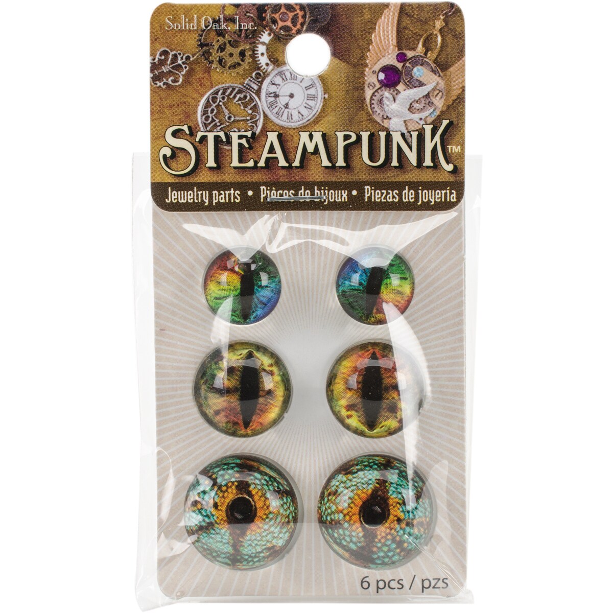 Solid Oak Steampunk Acrylic Accents 6/Pkg-Dragon Eyes Brights