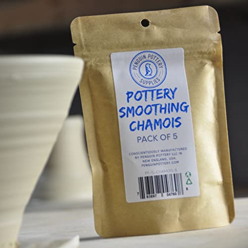 Penguin Pottery - Pre-Cut Suede Chamois for Smoothing Pot Rim - Super Soft - Small Size - Fits in your palm -Set of 5-