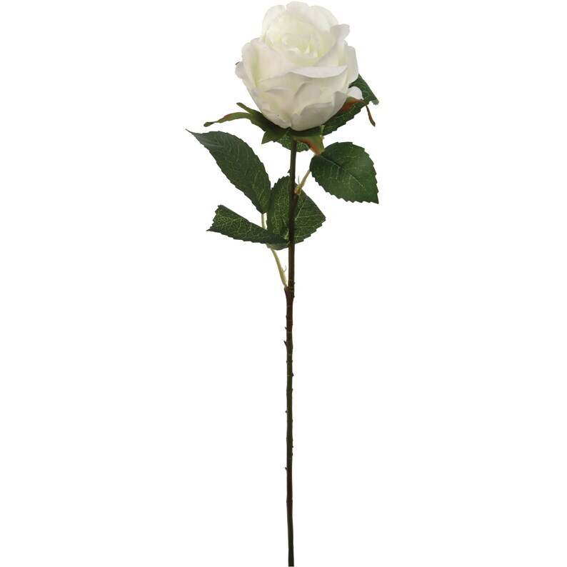 20" White Silk Rose Bud – Elegant Faux Flower for Home & Events
