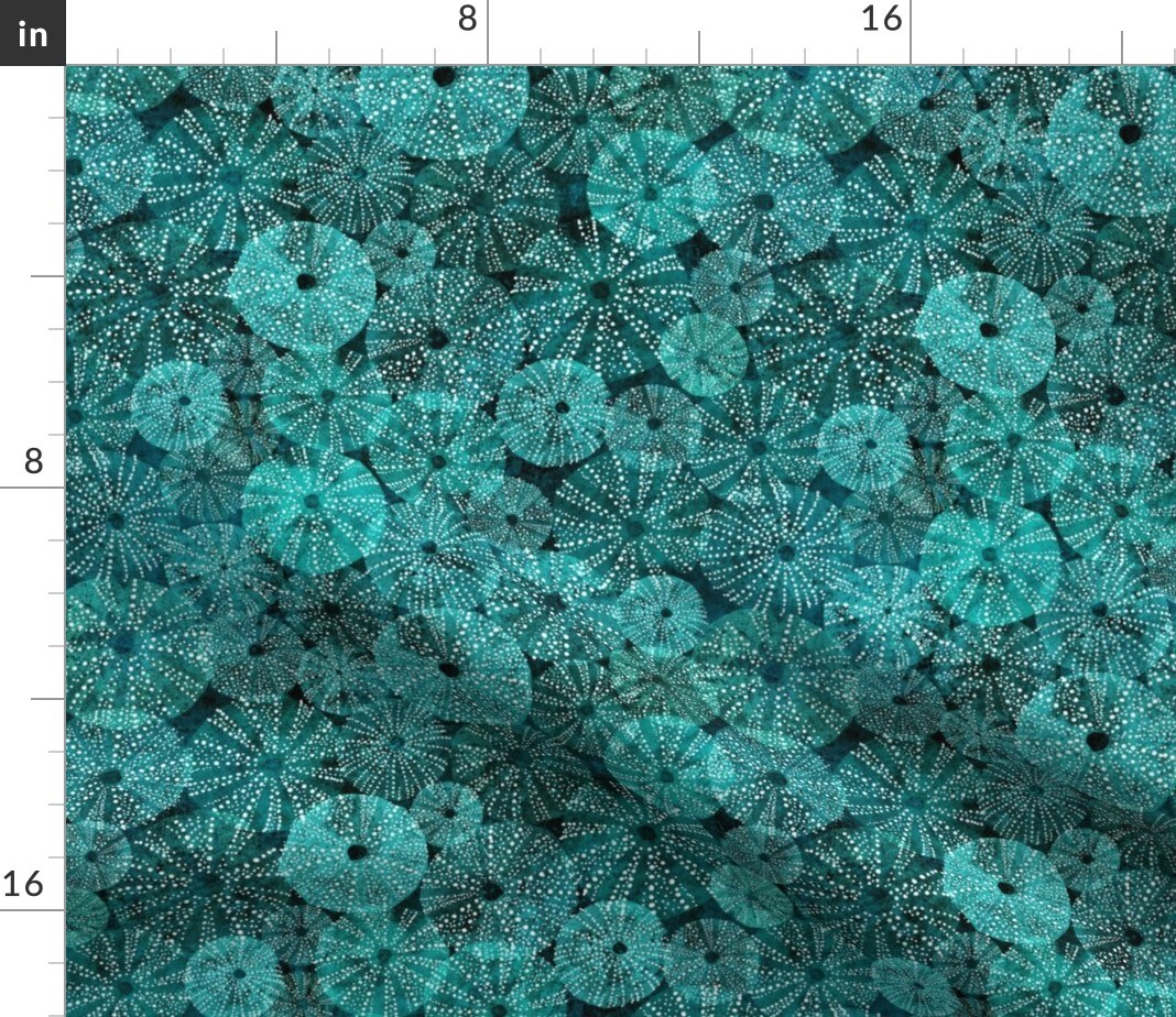 Water Summer Sea Turquoise Blue Oceans Underwater World Ocean Creature Shell Watercolor Custom Printed Fabric by Spoonflower Various Fabrics by the Yard or Fat Quarter