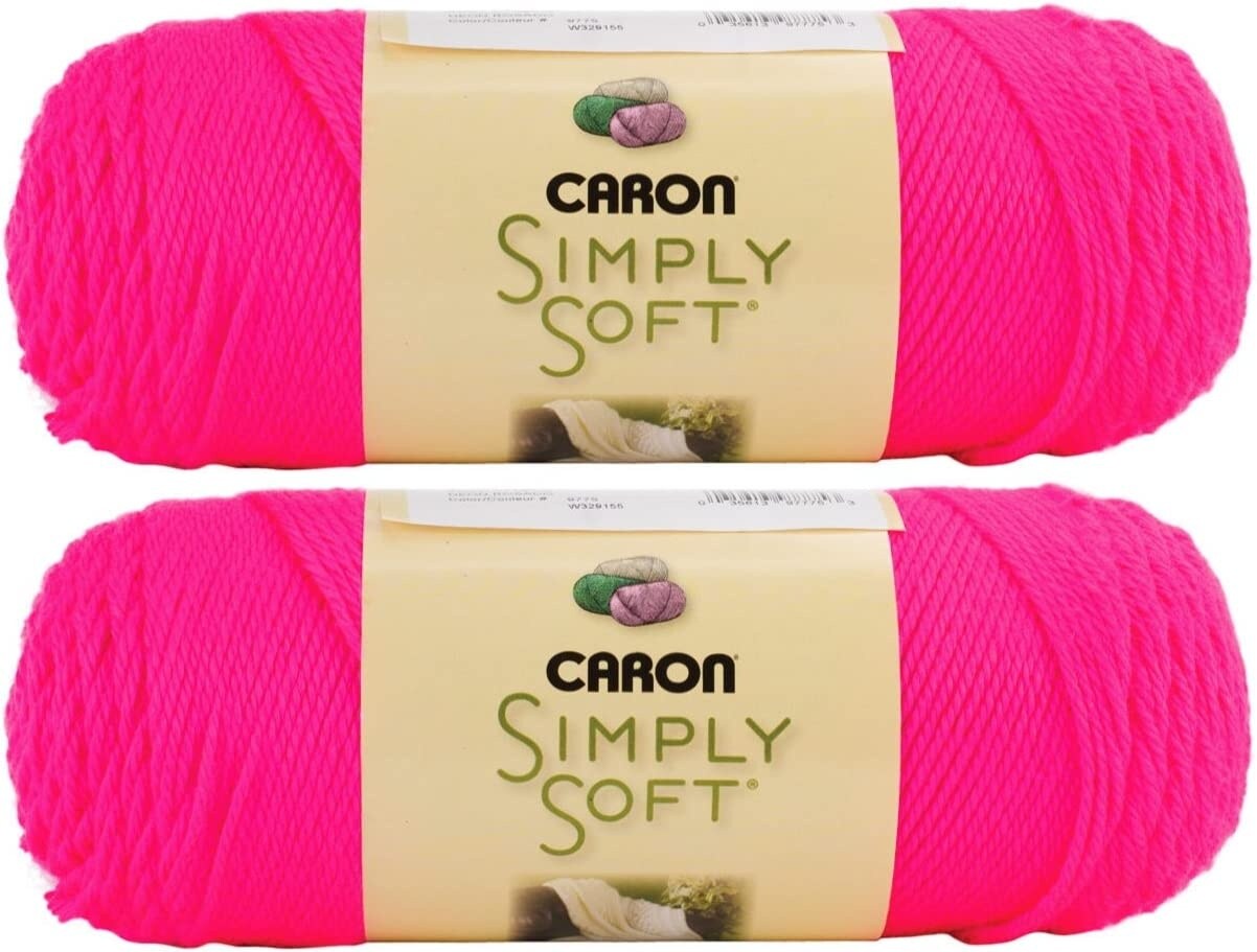 (Pack of 2) Caron Simply Soft Solids Yarn-Neon Pink