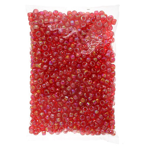 John Bead 9mm Transparent AB Plastic Pony Beads, 1000pcs
