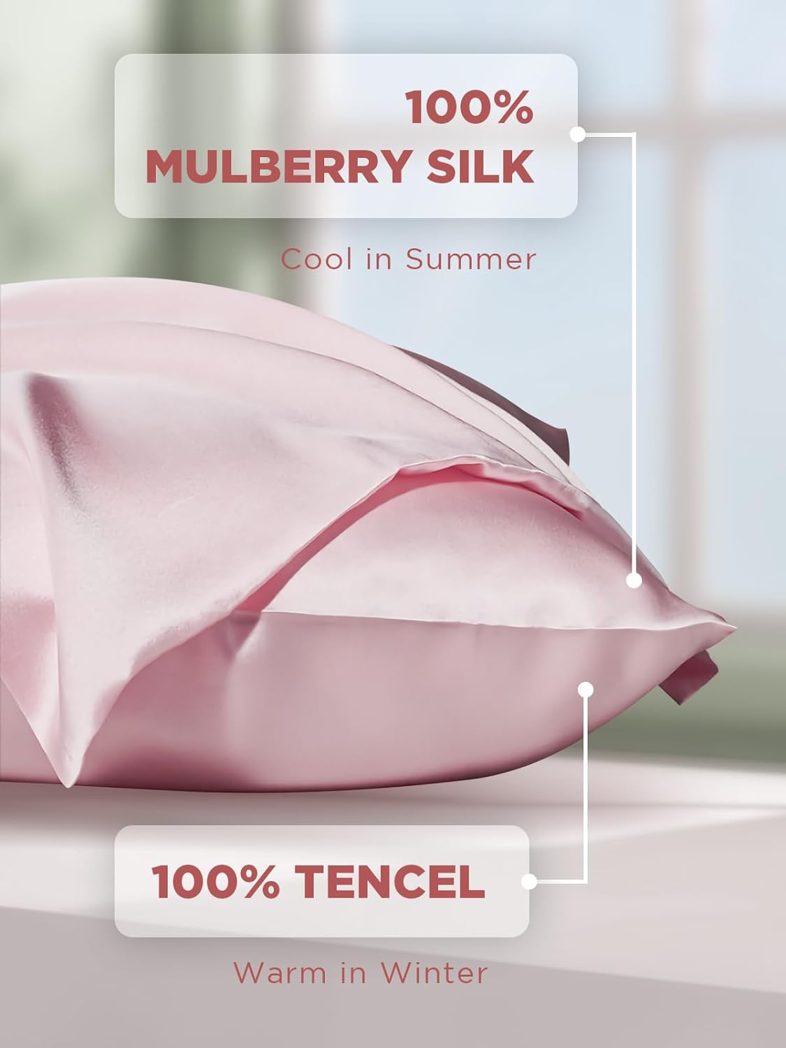 Mulberry Silk Soft Pink Pillowcase-Queen 20&#x22;x30&#x22;