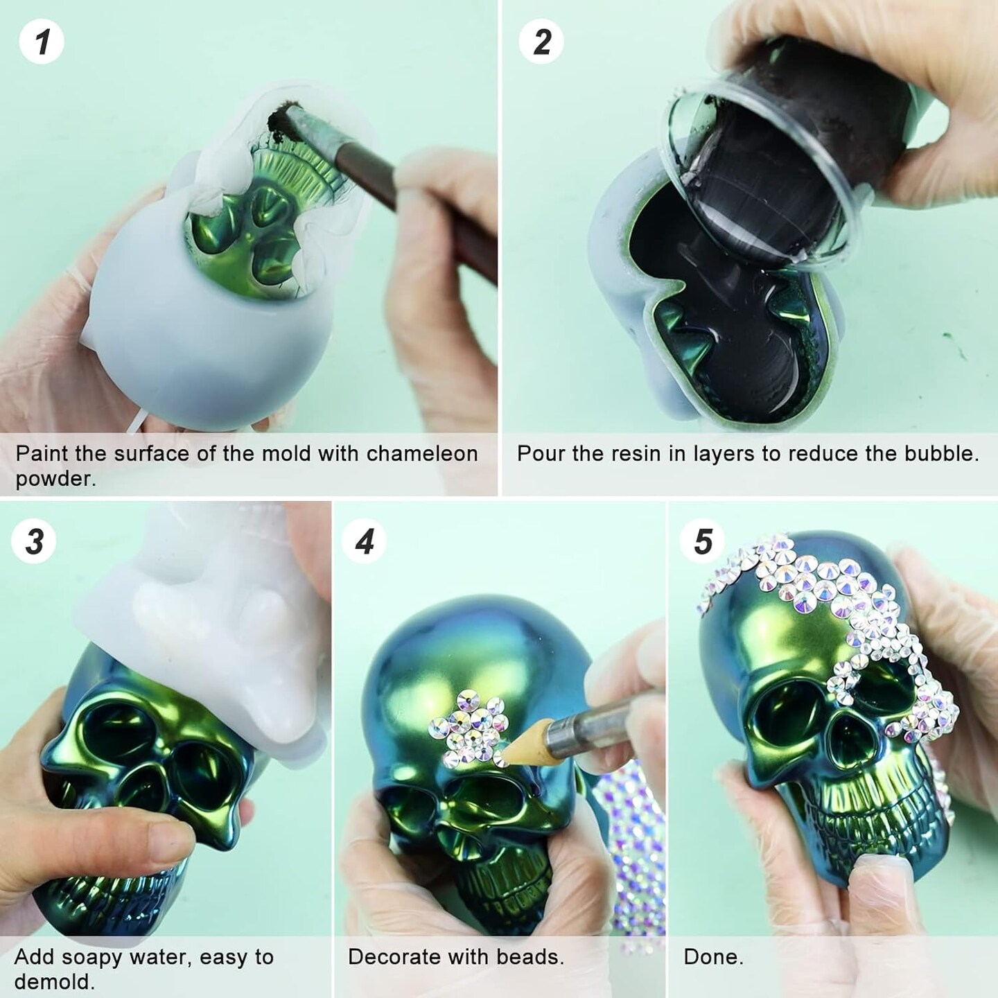 Silicone 3D Large Skull Shape Molds, Skeleton Skull Epoxy Mold for Candle Making, Home Decor, Outdoor, Resin Casting Art Crafts