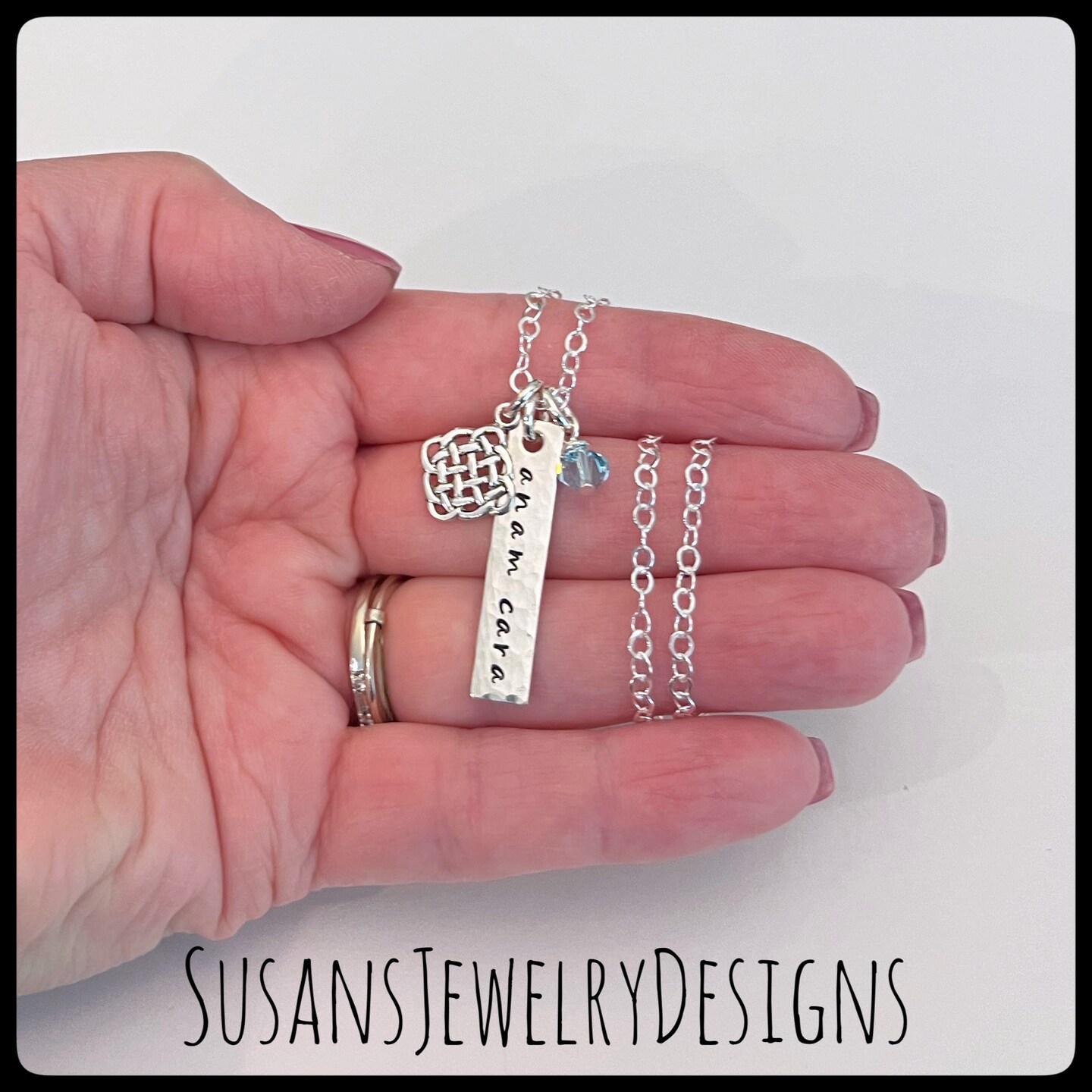 Anam cara necklace, Celtic jewelry, sterling silver pendant