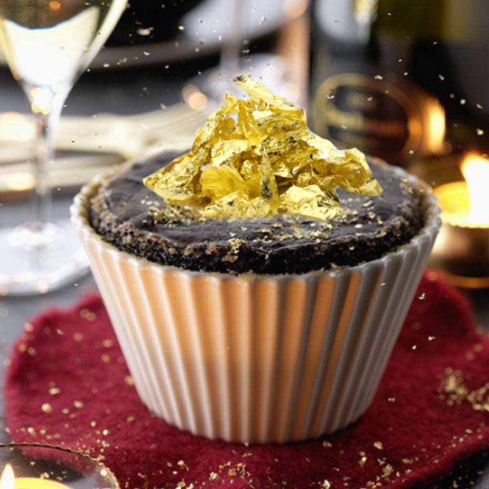 2Pcs Edible Gold Leaf, Genuine Gold Flakes for Cooking, Cakes, Makeup, Gilding, Decoration, Health & Spa