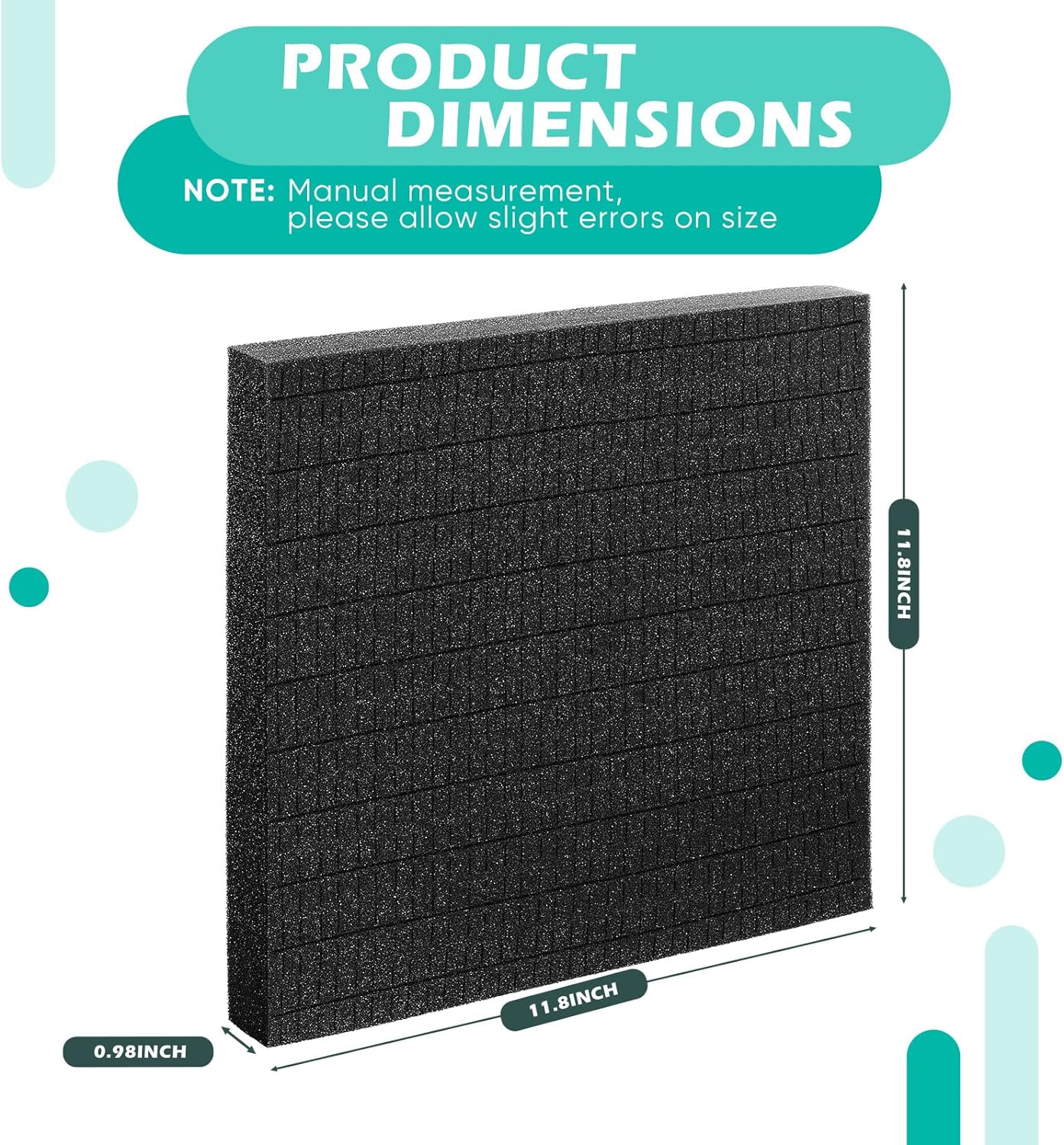 2 Pcs 11.8 x 11.8 x 1 Inch Customizable Foam Insert Pick and Pluck Foam Pre Cubed Foam Sheet Packing Foam Pads for Toolbox Camera Storage and Crafts, Black