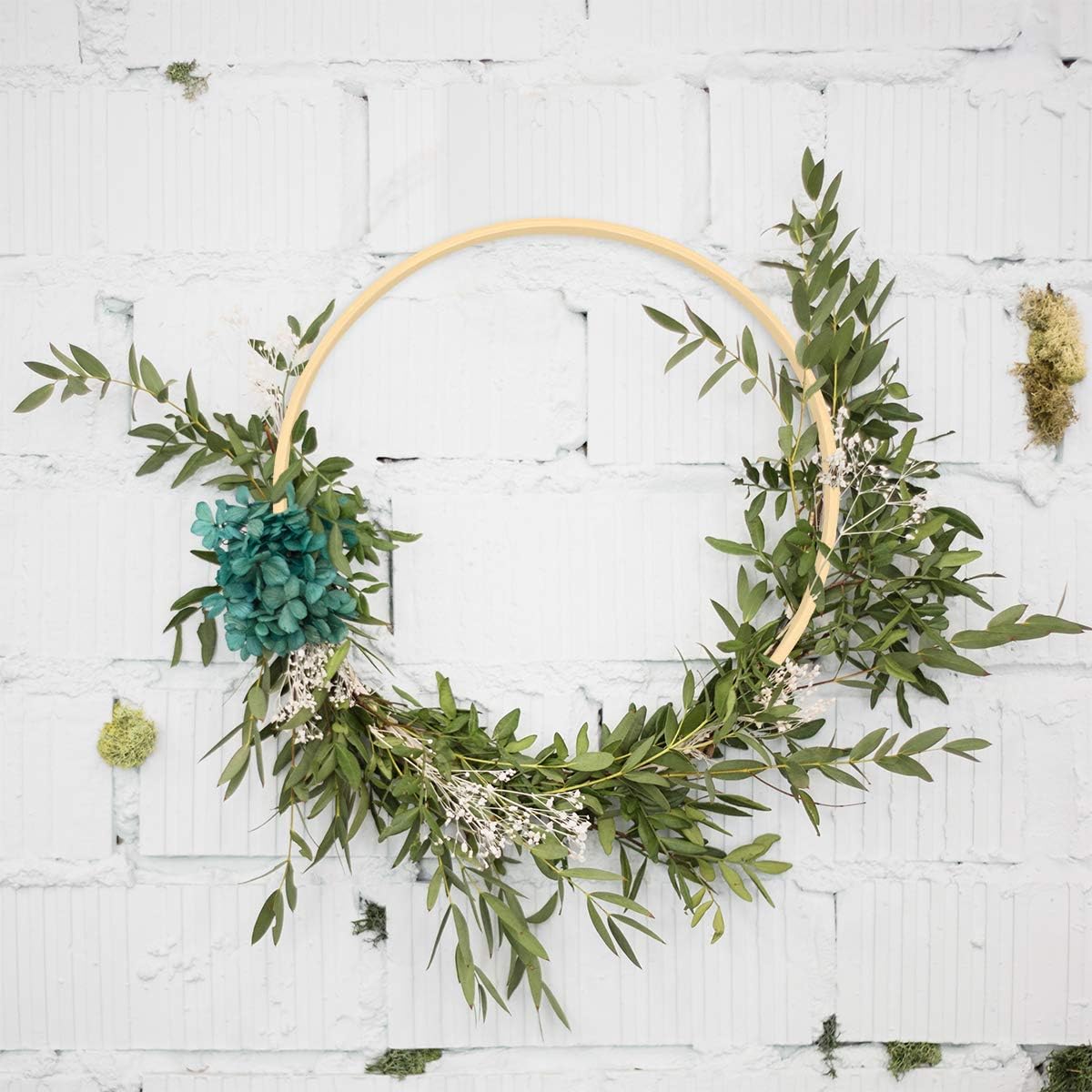 6 Pack 12 Inch Wooden Bamboo Floral Hoops Wreath Rings for DIY Wedding Wreath Decor, Dream Catcher and Macrame Wall Hanging Crafts
