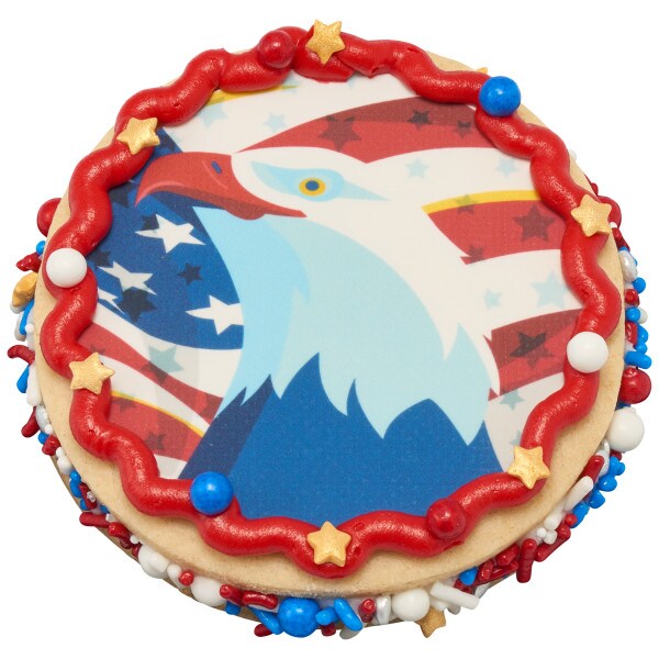 Patriotic Eagle Edible Cake Topper Image 7.5 round