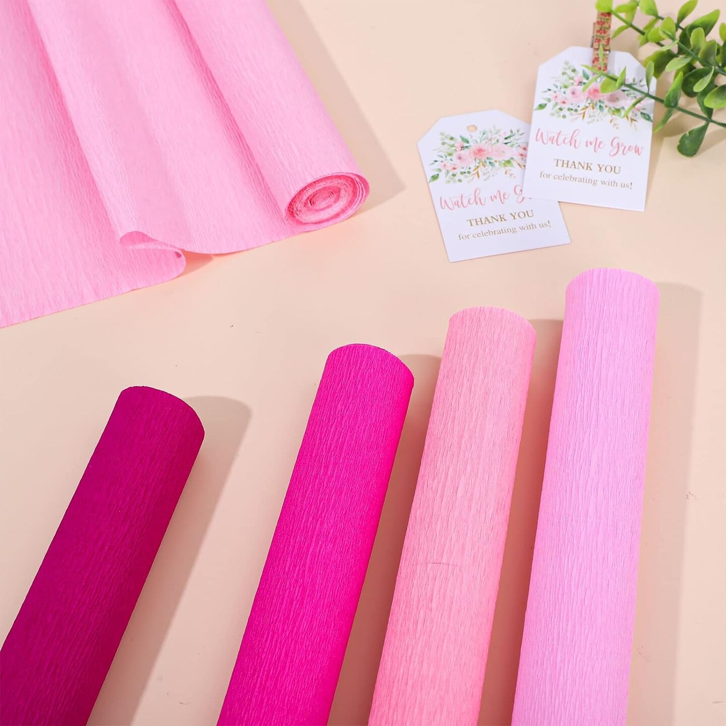 8 Rolls Crepe Paper Streamers Pink Crepe Paper Rolls Crepe Paper Flower DIY Kits for Wedding Birthday Valentine's Day Decorations Bachelorette Bridal Baby Shower Backdrop Photo Booth,8 Colors
