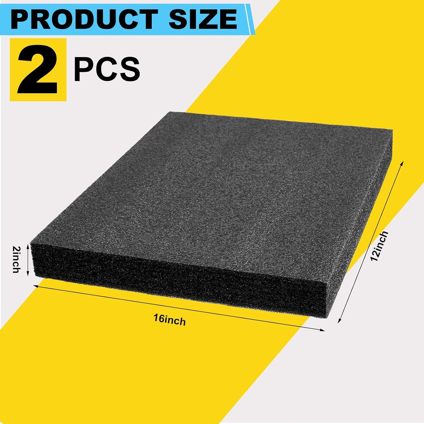 2 Pcs Customizable Polyethylene Foam 16" x 12" x 2" Polyethylene Foam Sheet Thick Foam Padding Foam Inserts for Packing Cases Gun Storage Packing and Crafts Polyethylene Foam Pad, Black
