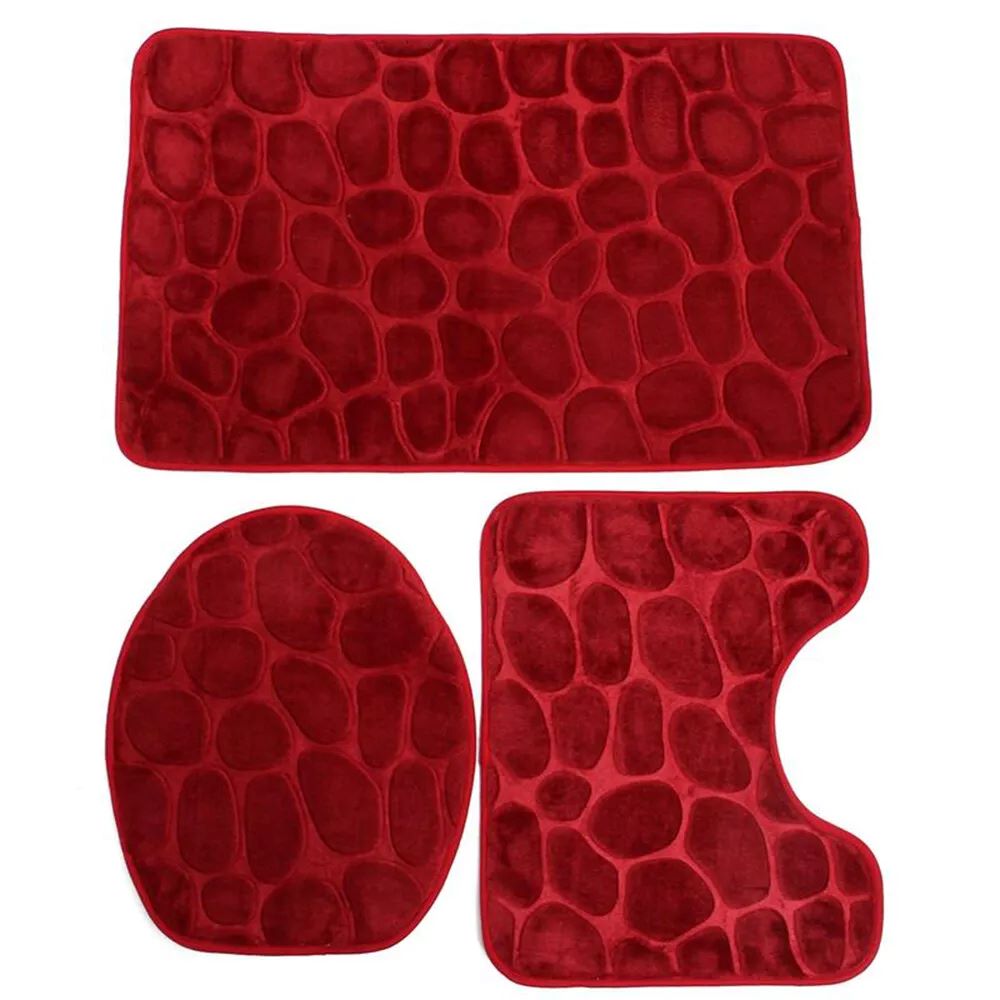 Kitcheniva U-Shape Non Slip Pedestal Bathroom Rug 3 Pcs