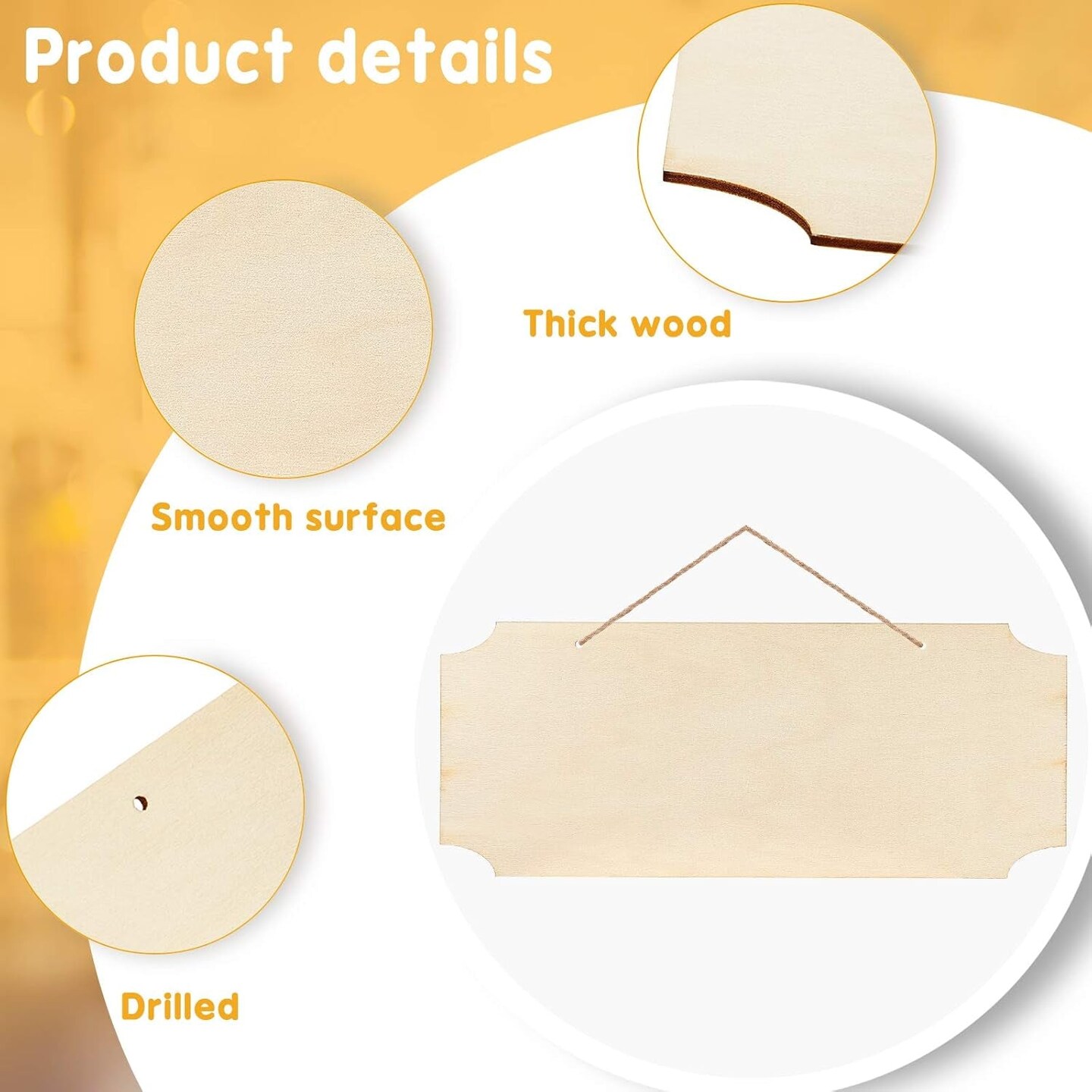 Unfinished Hanging Wood Sign 9.8 X 3.9 Inch Rectangle Blank Wooden Plaque Blank Hanging Wooden Slices Banners with Ropes for Painting Writing DIY Home Crafts Supplies (10 Pieces)